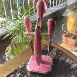 Art deco sterling and enamel vanity set